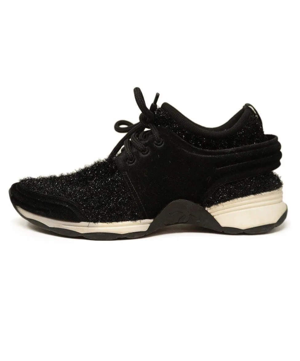 Chanel Black Tweed & Velvet Sneakers sz 7