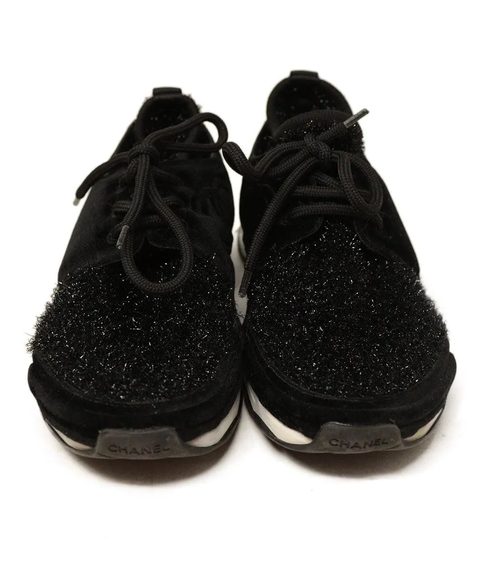 Chanel Black Tweed & Velvet Sneakers sz 7