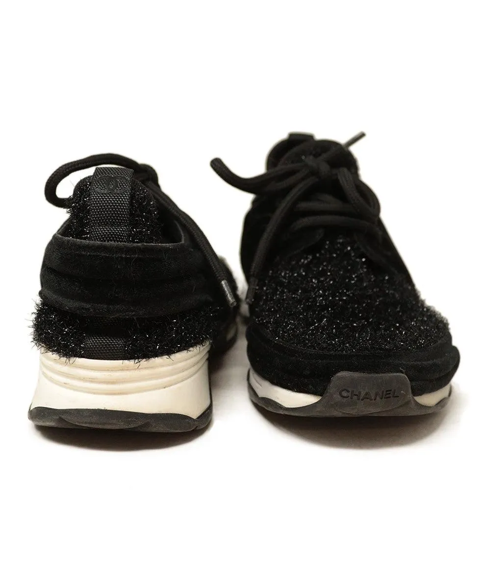 Chanel Black Tweed & Velvet Sneakers sz 7