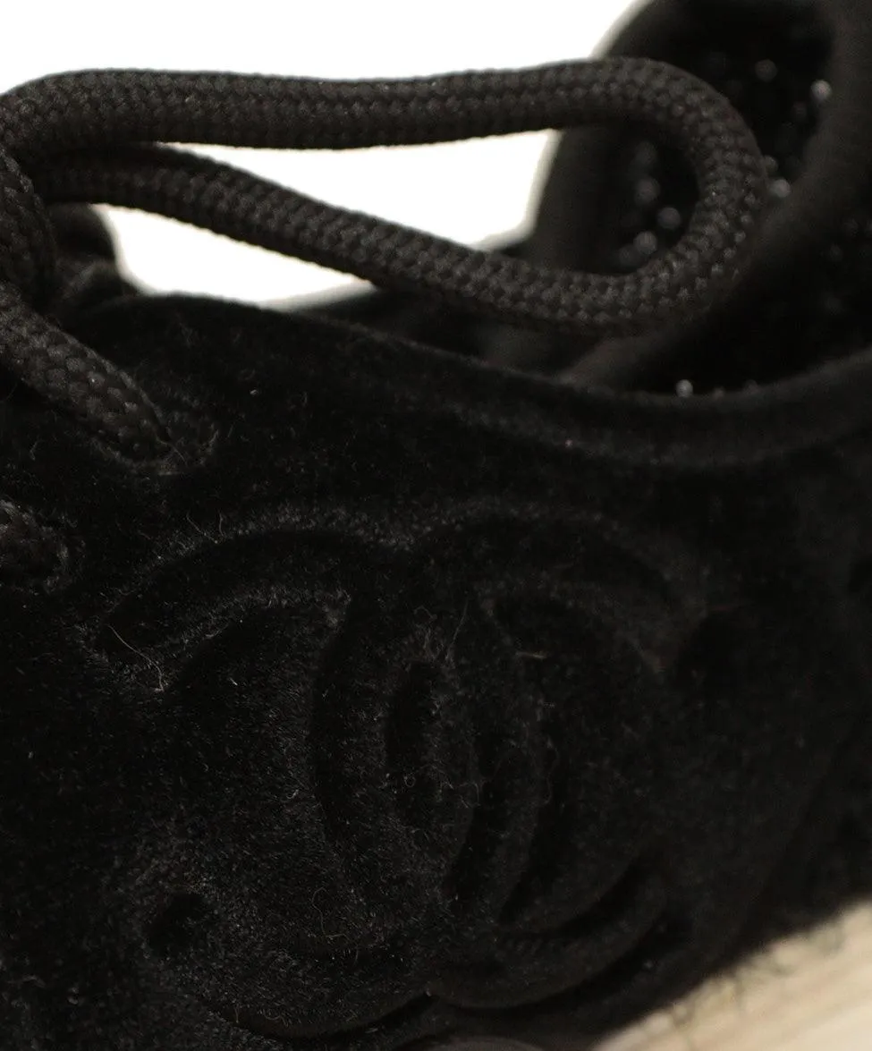 Chanel Black Tweed & Velvet Sneakers sz 7