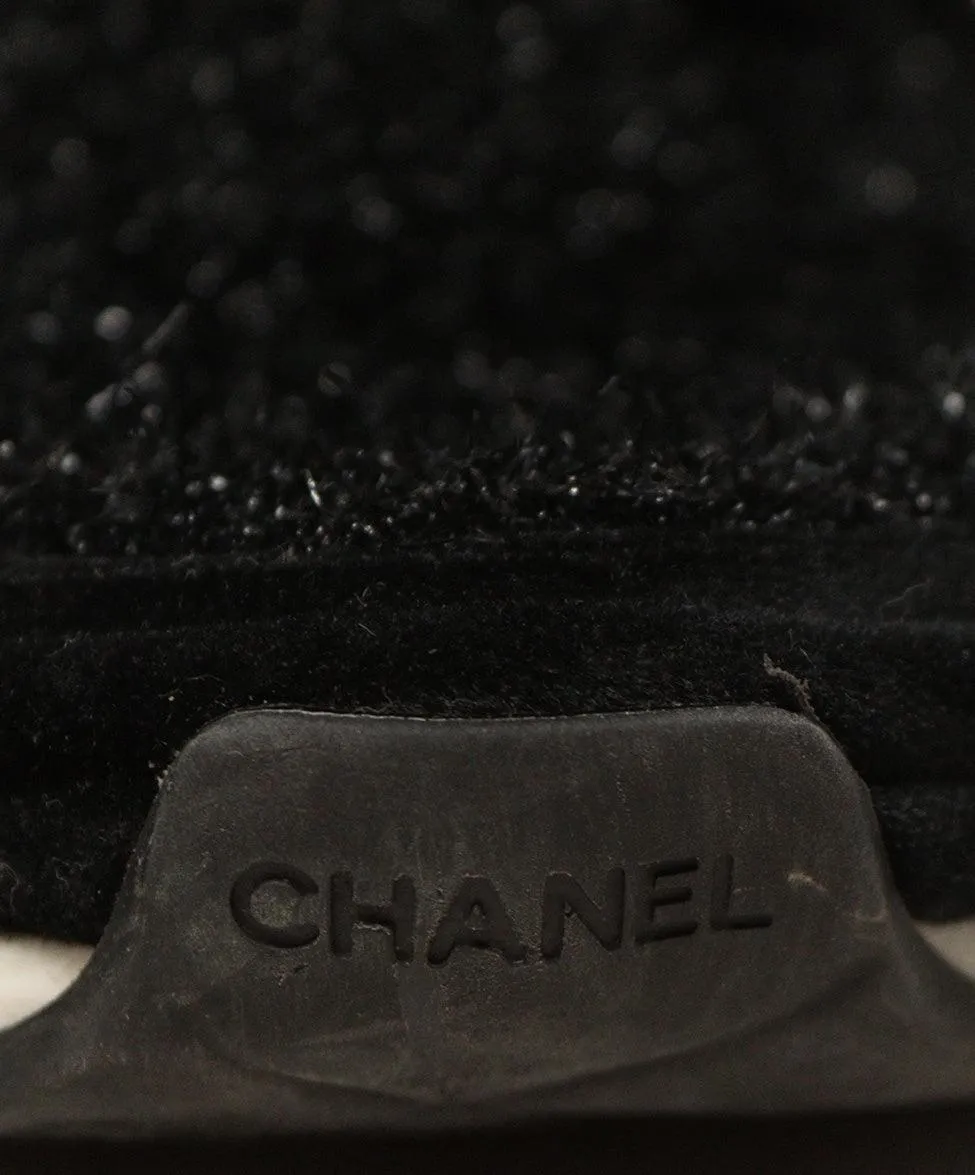 Chanel Black Tweed & Velvet Sneakers sz 7