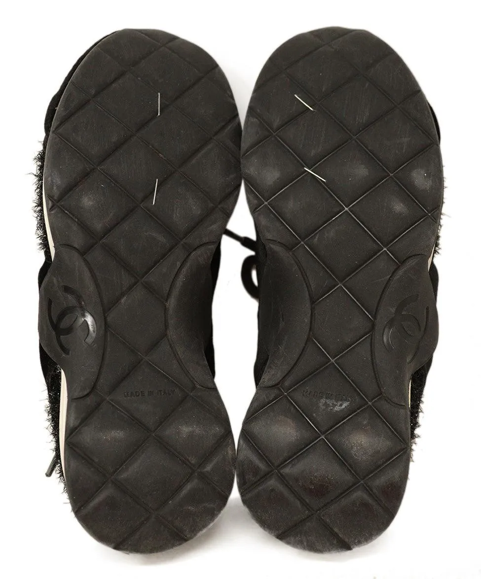 Chanel Black Tweed & Velvet Sneakers sz 7