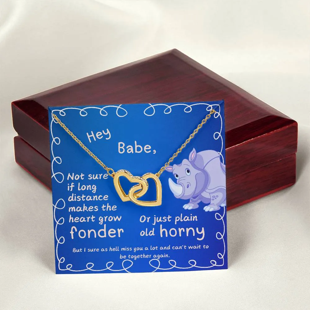 LDR Gift | Long Distance Relationship Gift for Her | Long Distance Love | Cute Funny Gift for Wife or Girlfriend | Interlocking Hearts Necklace with Message card