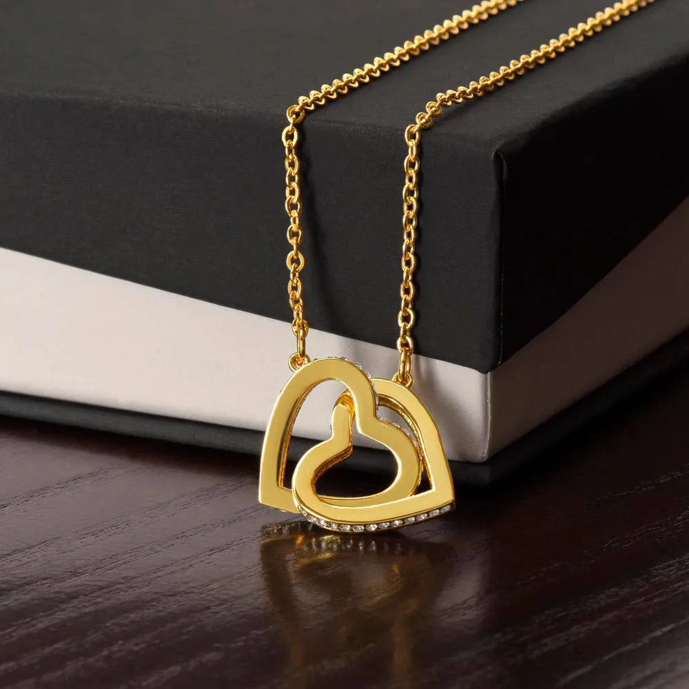 LDR Gift | Long Distance Relationship Gift for Her | Long Distance Love | Cute Funny Gift for Wife or Girlfriend | Interlocking Hearts Necklace with Message card