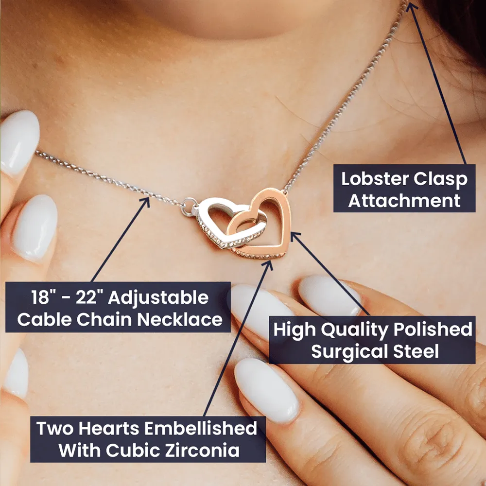 LDR Gift | Long Distance Relationship Gift for Her | Long Distance Love | Cute Funny Gift for Wife or Girlfriend | Interlocking Hearts Necklace with Message card
