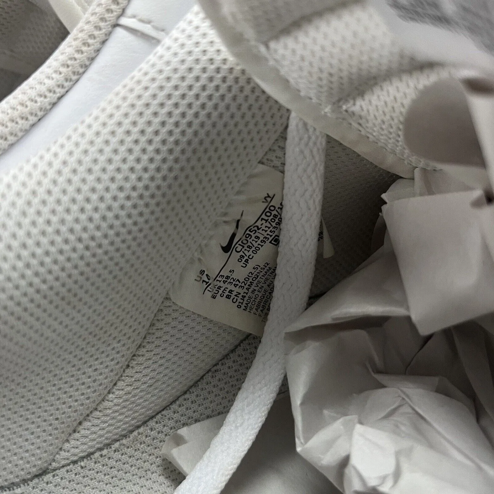 Nike Air Force 1 '07 Low White Black CJ0952-100 Men's Size 14 Missing An Insole